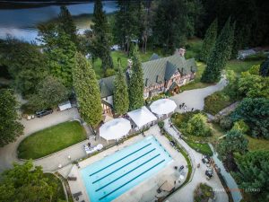 Pool mansion aerial